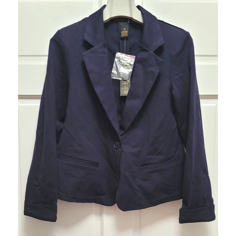 Kay Unger Women's‎ Short 1-Button Blazer Jacket - Navy Blue - Small